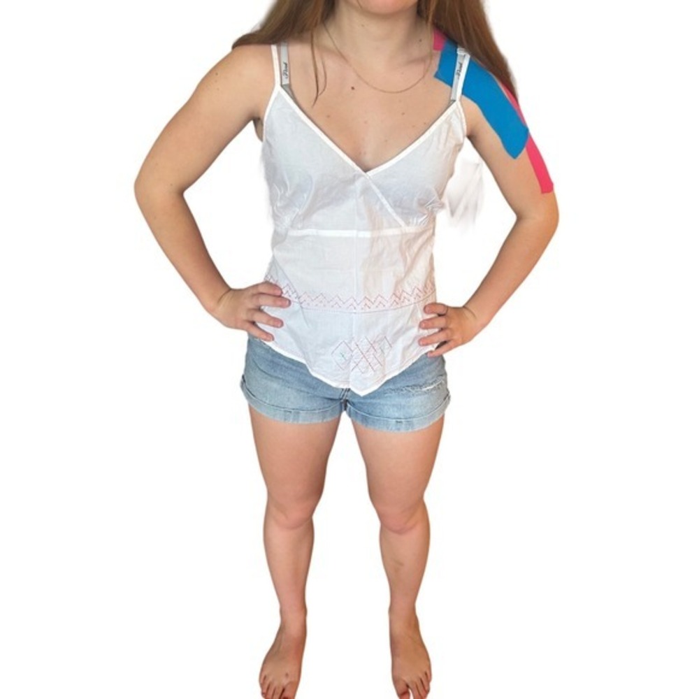 Y2K Xhilaration White Cotton Embroidered Handkerchief Hem Camisole Top XL NWT
